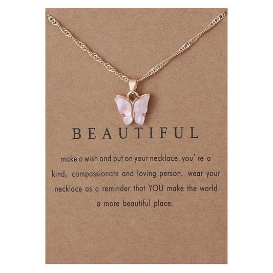 Deals Clearance Friendship Necklace Sweet Butterfly Necklace Acrylic Color Clavicle Chain Necklace