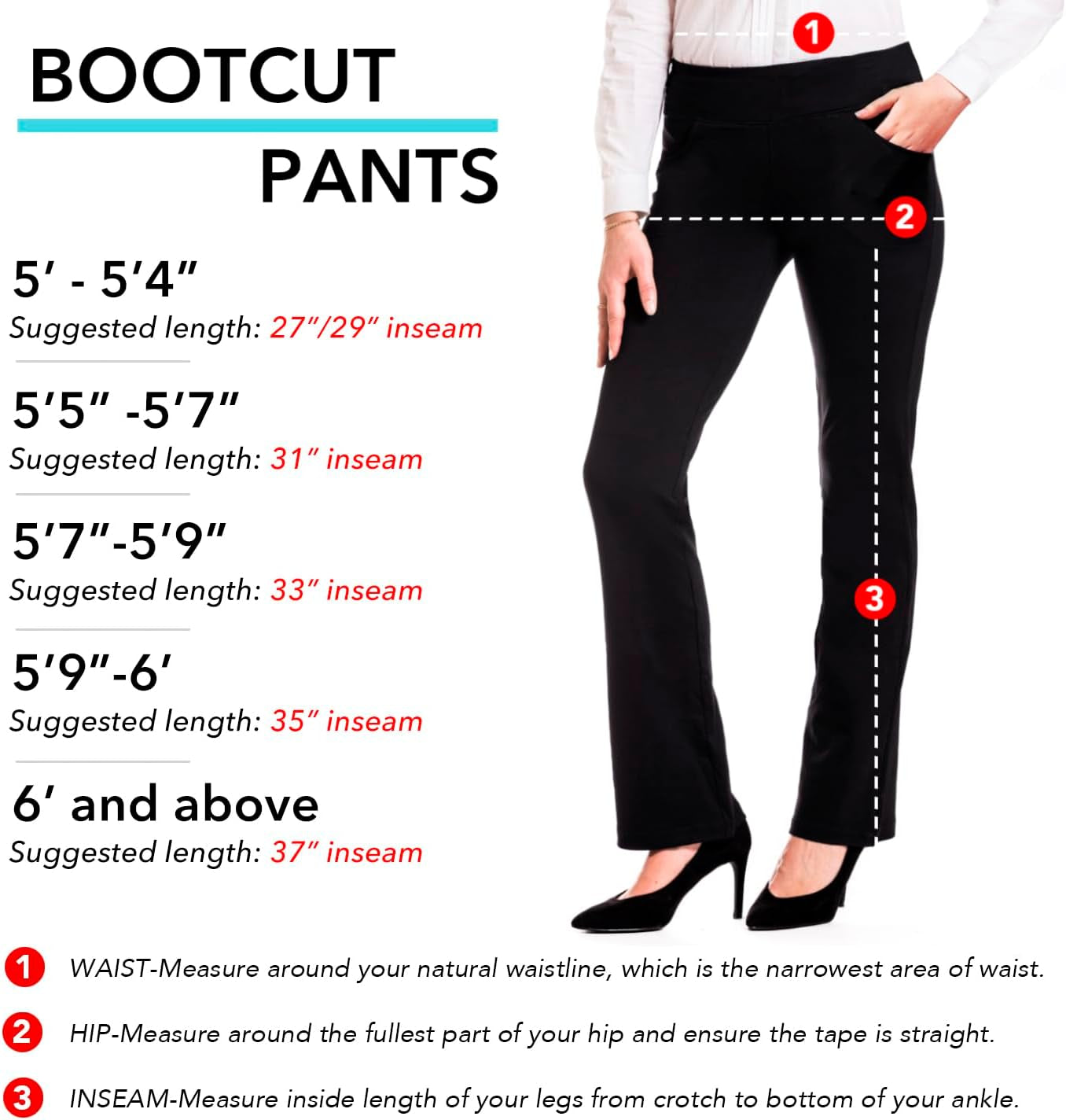 ,27"/29"/31"/33"/35"/37",Women'S Bootcut Yoga Pants Workout Pants Side Pockets