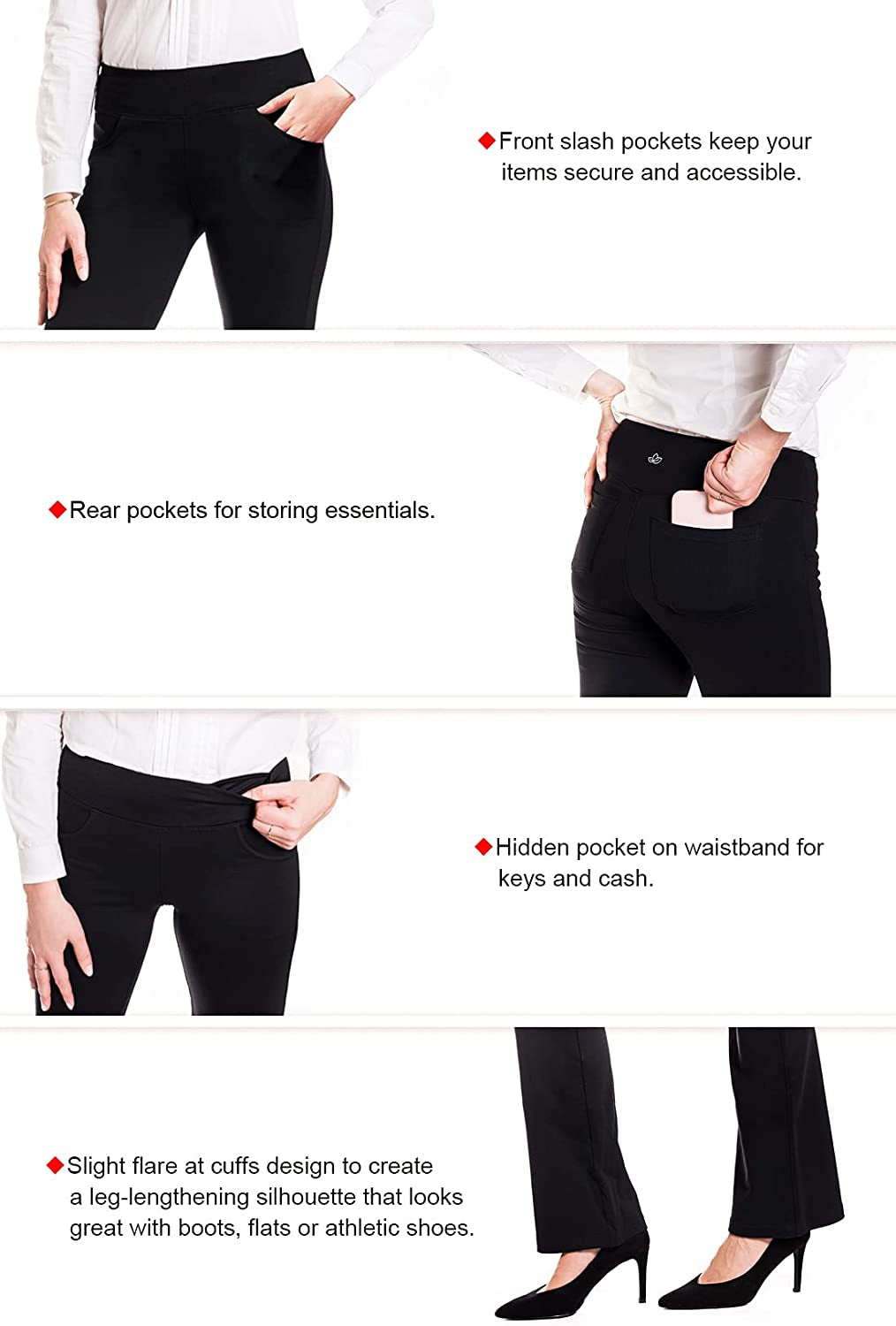 ,27"/29"/31"/33"/35"/37",Women'S Bootcut Yoga Pants Workout Pants Side Pockets